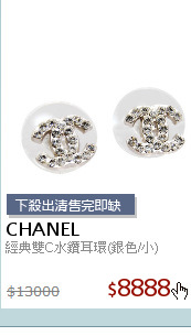 經典雙C水鑽耳環(銀色/小)