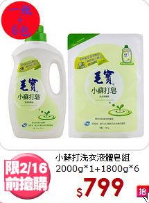 小蘇打洗衣液體皂組<br>2000g*1+1800g*6