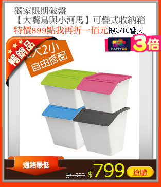 獨家限期破盤
【大嘴鳥與小河馬】可疊式收納箱四入