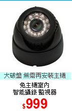 免主機室內<BR>
智能攝錄 監視器