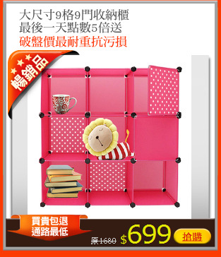 大尺寸9格9門收納櫃
最後一天點數5倍送