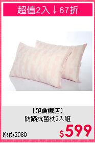 【范倫鐵諾】<br>防蹣抗菌枕2入組