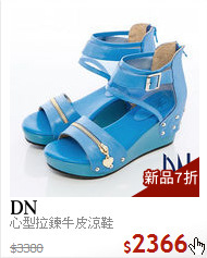 心型拉鍊牛皮涼鞋