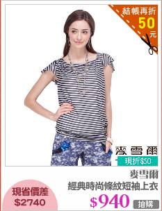 經典時尚條紋短袖上衣