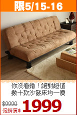 你沒看錯！絕對超值<BR>數十款沙發床均一價