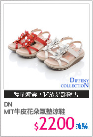 DN 
MIT牛皮花朵氣墊涼鞋