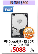 WD Green綠標 4TB 3.5吋 <BR>
SATA3內接硬碟(WD40EZRX)