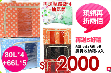 80Lx4+66Lx5
鋼骨收納箱-9入