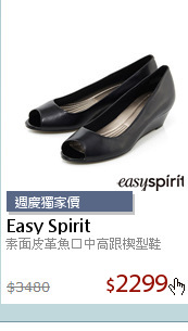 素面皮革魚口中高跟楔型鞋