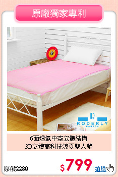 6面透氣中空立體結構<BR>3D立體高科技涼夏雙人墊