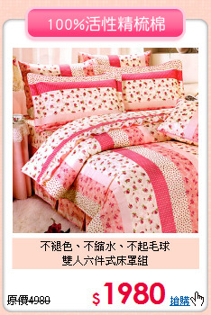 不褪色、不縮水、不起毛球<BR>雙人六件式床罩組
