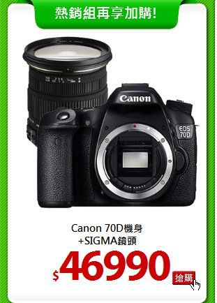 Canon 70D機身<br>
+SIGMA鏡頭