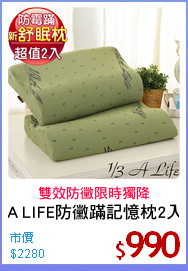 A LIFE防黴蹣記憶枕2入