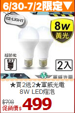 ★買2送2★軍威光電<BR>8W LED燈泡