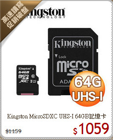 Kingston MicroSDXC UHS-I 
64GB記憶卡
