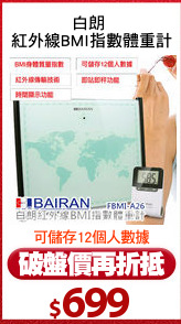 白朗 
紅外線BMI指數體重計