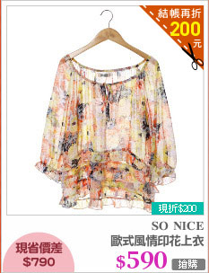 歐式風情印花上衣