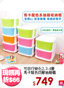 可自行變化2.3.4層<BR>馬卡龍色四層抽屜櫃