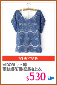 MIDORI╭。綠
蕾絲織花百搭短袖上衣