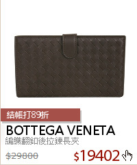 編織翻釦後拉鍊長夾