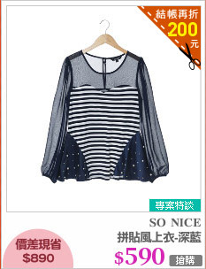 拼貼風上衣-深藍