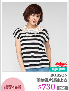 蕾絲領片短袖上衣