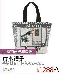 手繪帆布托特包-Cafe-Paris