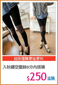 入秋縷空蕾絲9分內搭褲