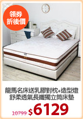 龍馬名床送乳膠對枕+造型燈
舒柔透氣長纖獨立筒床墊