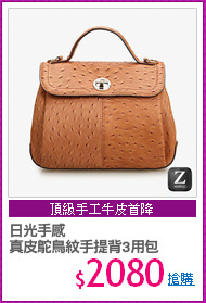 日光手感
真皮鴕鳥紋手提背3用包