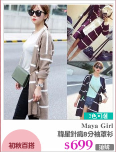 韓星針織8分袖罩衫