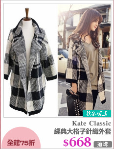 經典大格子針織外套