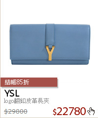 logo翻釦皮革長夾