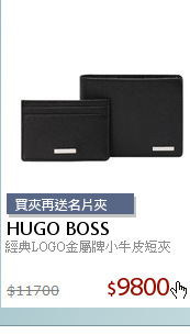 經典LOGO金屬牌小牛皮短夾