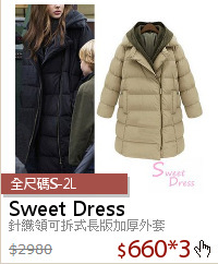 針織領可拆式長版加厚外套