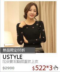 花朵寶石點綴直紋上衣