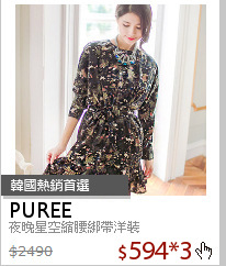 夜晚星空縮腰綁帶洋裝