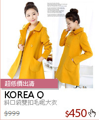 斜口袋雙扣毛呢大衣