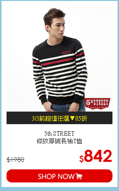5th STREET<br>
條紋厚絨長袖T恤