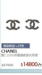 雙C LOGO碎鑽鑲嵌穿式耳環