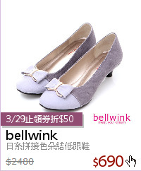 日系拼接色朵結低跟鞋