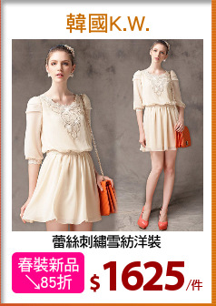 蕾絲刺繡雪紡洋裝