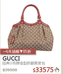 經典G吊牌造型抓皺肩背包