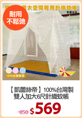 【凱蕾絲帝】100%台灣製
雙人加大6尺針織蚊帳