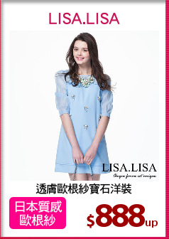 透膚歐根紗寶石洋裝