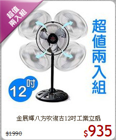 金展輝八方吹復古12吋工業立扇