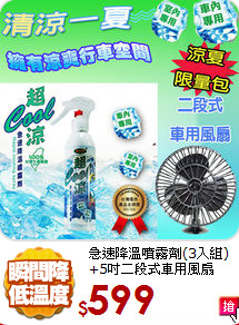 急速降溫噴霧劑(3入組)
+5吋二段式車用風扇