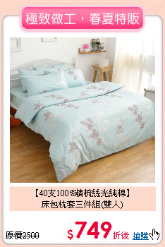 【40支100%精梳絲光純棉】<BR>
床包枕套三件組(雙人)