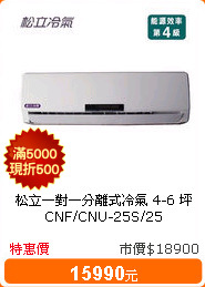 松立一對一分離式冷氣 4-6 坪 CNF/CNU-25S/25