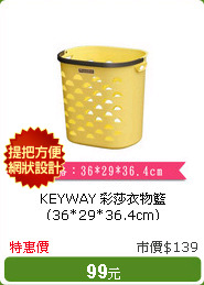 KEYWAY 彩莎衣物籃(36*29*36.4cm)